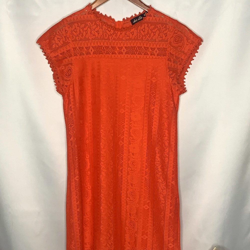 Dee Elle Tangerine Lace Mini